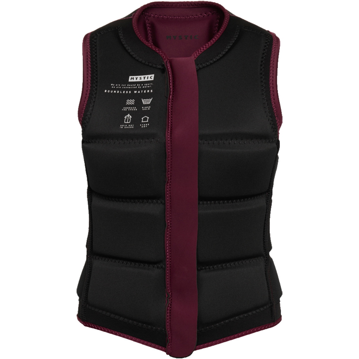 2026 Mystic Frauen Star Front Zip Wake Impact Vest 35005.240246 - Oxblood Red